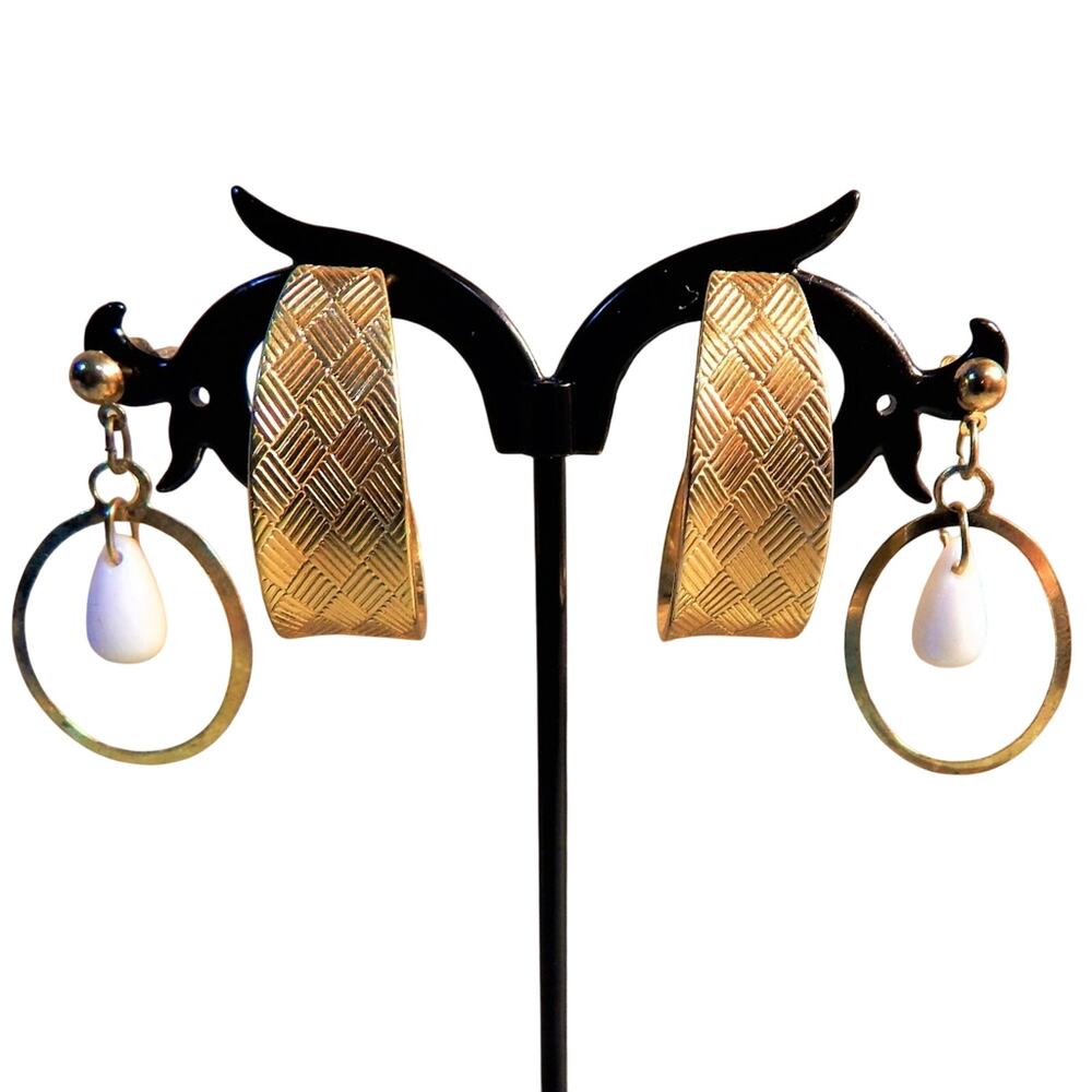 2 Vintage Sets of Earrings*  Golden 3/4 Loops & Faux Pearl in Loop